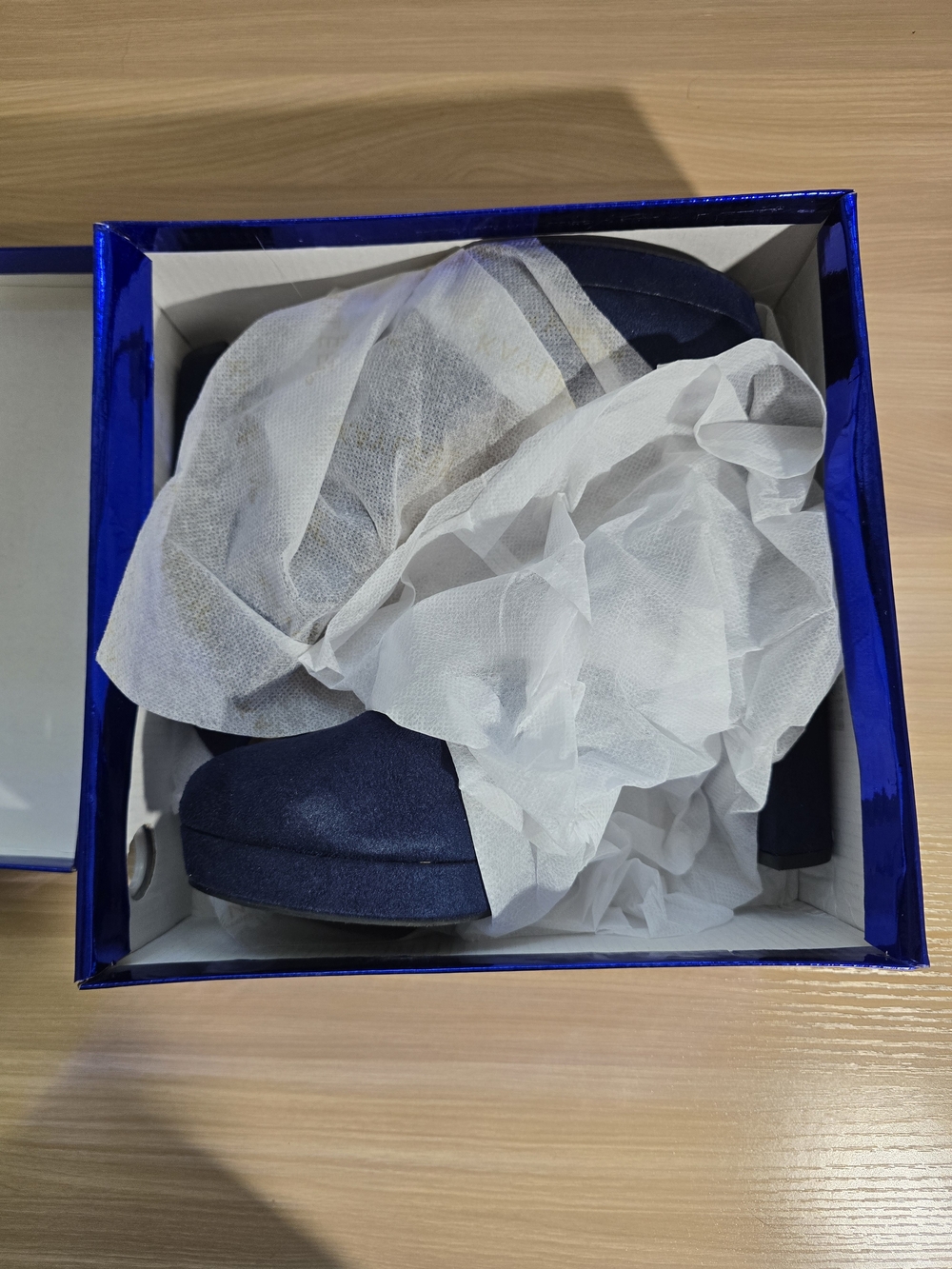 Women's Navy Suede Platform Pumps With A Block Heel - Picture 6 of 7